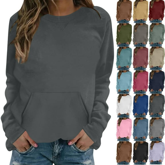 Lenago Sweatshirts for Women Plus Size Long Sleeve Shirts Crewneck Tops Pullover Blouse Oversized Pullover Womens Hoodies Sweatshirts Tunic Tops Lightweight Pullover Sweatshirts With Pockets