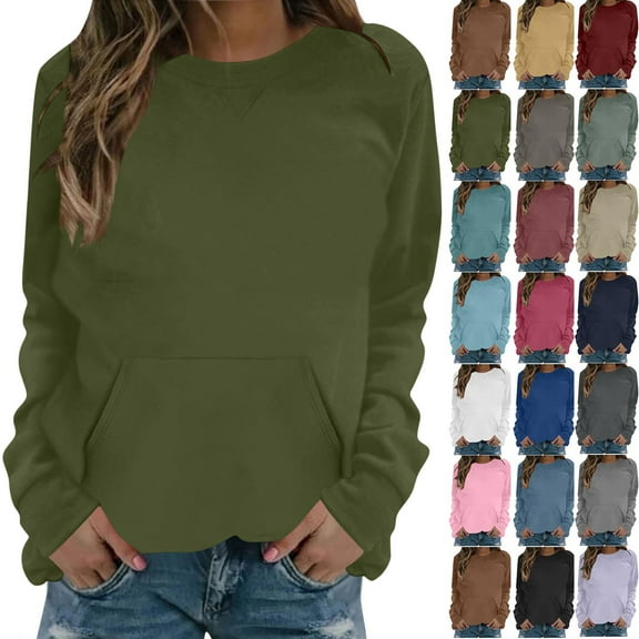 Lenago Sweatshirts for Women Plus Size Long Sleeve Shirts Crewneck Tops Pullover Blouse Oversized Pullover Womens Hoodies Sweatshirts Tunic Tops Lightweight Pullover Sweatshirts With Pockets
