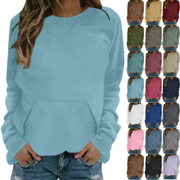 Lenago Sweatshirts for Women Plus Size Long Sleeve Shirts Crewneck Tops Pullover Blouse Oversized Pullover Womens Hoodies Sweatshirts Tunic Tops Lightweight Pullover Sweatshirts With Pockets
