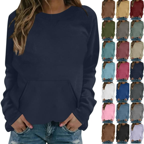Lenago Sweatshirts for Women Plus Size Long Sleeve Shirts Crewneck Tops Pullover Blouse Oversized Pullover Womens Hoodies Sweatshirts Tunic Tops Lightweight Pullover Sweatshirts With Pockets