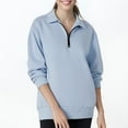 thumbnail image 1 of Lenago Sweatshirts for Women Quarter Zip Casual Solid Color Lapel Neck Long Sleeve Loose T-Shirt Blouse Pullover Tops Fall Winter Outfits Clothes, 1 of 6