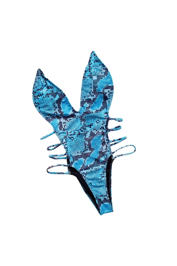 Lenago Swimsuit for Women One-Piece Snake Print Bikini Push-Up Pad Swimwear Hollow Out Swimsuit Beachwear