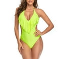 thumbnail image 1 of Lenago Swimsuit for Women Sexy Tassel Jumpsuit Swimsuit Solid Color Bikini One Piece Swimsuit, 1 of 9