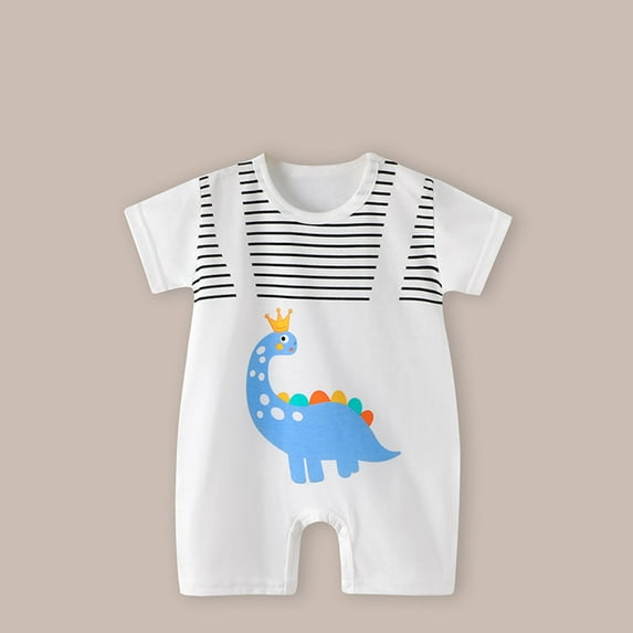 Lenago Toddler Baby Girls Boys Short Sleeve Printed Color T-Shirt Round Neck Jumpsuit Romper