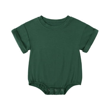 Lenago Toddlerhood Baby Boy Girl Bubble Romper Infant Oversize Plain Crewneck T-Shirt Bodysuit Tops