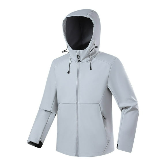 Lenago Unisex Zip Up Jacket,Mens Jackets,Womens Jackets,Stormcoat Windproof Hooded Jacket Hiking Solid Color Tops Waterproof Long Sleeved Hooded Casual Lightweight Jackets for Unisex,Size L-4XL