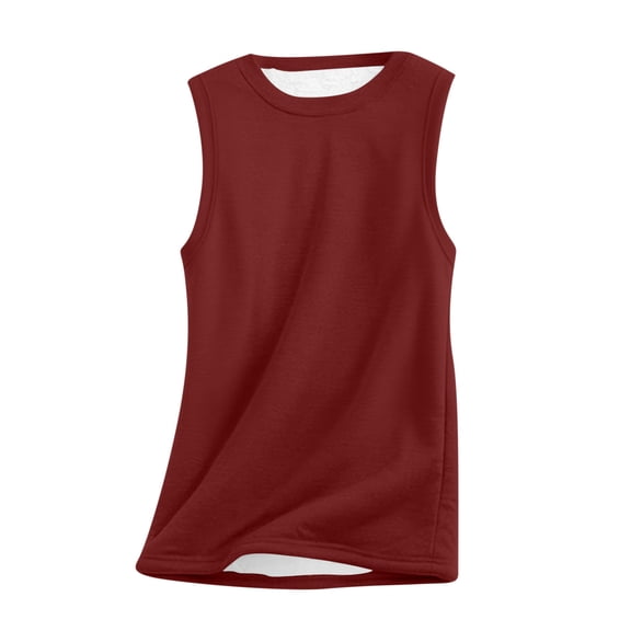 Lenago Vest for Women Plus Size Fall Loose Sleeveless Round Neck Thickened Lambhair (Wine S)