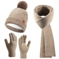 thumbnail image 1 of Lenago Warm Knit Winter Hat Scarf & Gloves Set Unisex Adult Winter Fleece Lined Skull Caps Gifts for Women Snow Ski Outdoors Activities Travel Knitted Hat Scarf Gloves Suits, 1 of 3
