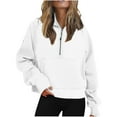 thumbnail image 1 of Lenago White Sweatshirt for Women Half Zip Cropped Hoodies Fleece Quarter Zip Up Pullover Sweatshirts Winter Clothes 2023 Outfits Sweater Coat Fall Winter Outfits Clothes, 1 of 6