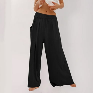 Lenago Wide Leg Pants Woman High Waisted Flowy Pull On Pleated Dressy Casual Ankle Cropped Palazzo Pants Baggy Culottes