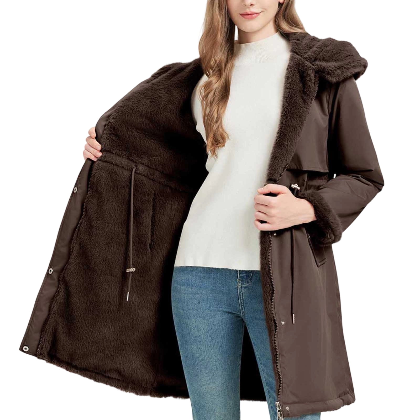 Lenago Winter Clothing for Women Wearing Two Sides with A Large Collar ...