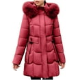 thumbnail image 1 of Lenago Winter Clothing for Women Casual Colored Long-Sleeved Hooded Jacket Lightweight Puffer Jacket(Red XL), 1 of 8