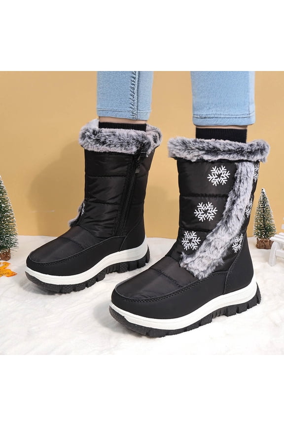 Winter Girls' Boots Snow Booties for Girls Kids Insulated Waterproof Winter Snow Duck Boots Non Slip Unisex-Child Cold Weather Shoes Warm Snow Boots Hiking Riding