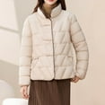 thumbnail image 1 of Lenago Winter Jackets For Women Quilted Lightweight Jackets Long Sleeve Cropped Cotton Padded Coat Jacket Solid Color Warm Thermal Outerwear Winter Essentials S-Xxl, 1 of 5
