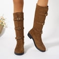 thumbnail image 1 of Lenago Winter Knee-High Boots for Women Elastic Boots Platform Chunky Heel Stretchy Tall Boots Side Zipper Dress Boots Biker Motorcycle Riding Boots, 1 of 9