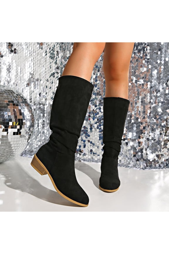 Winter Knee-Length Boots for Women Fashion Dress Long Boots Round Toe Side Zipper Platform Tall Boots Solid Casual Fall Winter Fashion Shoes