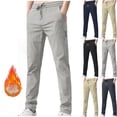 thumbnail image 1 of Lenago Winter Men's Pants Thermal Pants Fleece Lined Bottom with Side Pockets Elastic Casual Winter Pants Comfy Warm Hiking Outdoor Pants for Cold Weather Plus Size, 1 of 10