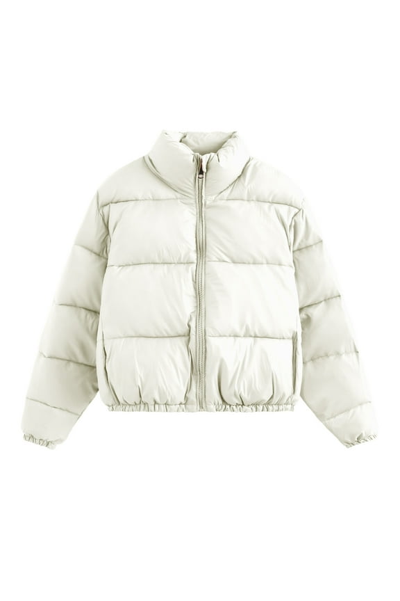 Winter Puffer Jackets For Women Long Sleeve Jacket With Stand Collar Warm Thermal Winter Outerwear Breathable Quilted Down Jackets Casual Daily Essentials Outfit