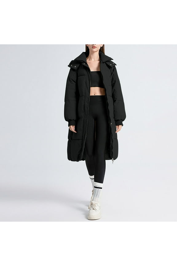 Winter Quilted Coat For Women Full Coverage Quilted Jackets With Long Sleeves Zipped Up Solid Color Winter Fashion Outdoors Clothing Casual Daily Essential Outerwear Coats