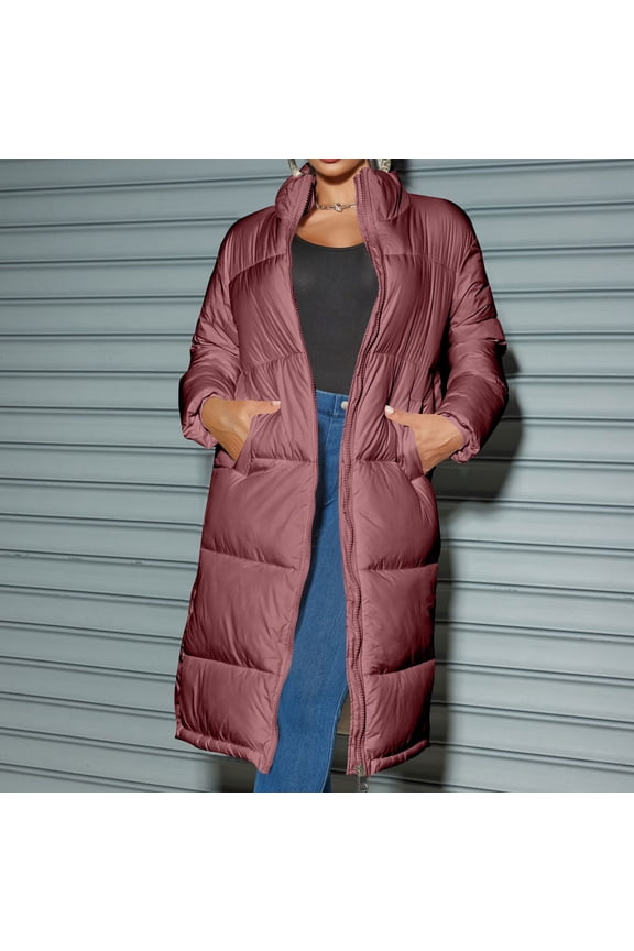 Winter Quilted Coat For Women Full Coverage Quilted Jackets With Long Sleeves Zipped Up Solid Color Winter Fashion Outdoors Clothing Casual Daily Essential Outerwear Coats