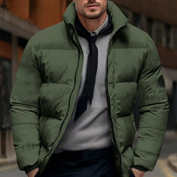 Lenago Winter Quilted Jackets For Men Puffer Smooth Packable Jackets Men'S Coat Warm Thermal Solid Insulated For Snow Ski Hiking Travel Winter Fashion Outdoor Activities