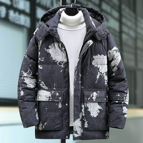 Lenago Winter Quilted Jackets For Men Warm Parka Jacket With Fleece Lining Thermal Winter Fashion Outerwear Joint Color Men'S Overcoat Quilted Thicken Puffer Jacket