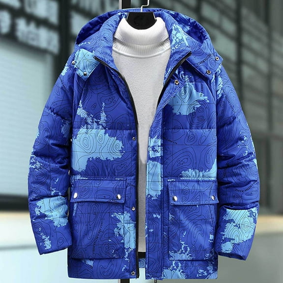 Lenago Winter Quilted Jackets For Men Warm Parka Jacket With Fleece Lining Thermal Winter Fashion Outerwear Joint Color Men'S Overcoat Quilted Thicken Puffer Jacket