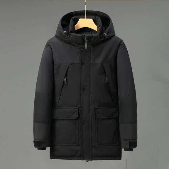 Lenago Winter Quilted Jackets For Men Warm Parka Jacket With Fleece Lining Thermal Winter Fashion Outerwear Joint Color Men'S Overcoat Quilted Thicken Puffer Jacket