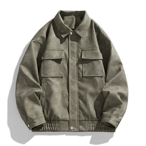 Lenago Winter Thicken Quilted Jackets For Men Solid Color Fleece Lining Thermal Winter Fahsion Outerwear Jackets Overcoat Comfy Outerwear Pukker Jacekts