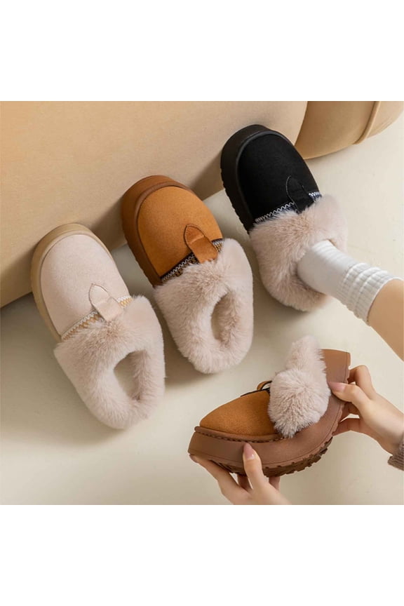Winter Warm Slippers for Women Slip On Womens Fuzzy Slippers with Soft Thick Sole Faux Fleece Lined Thermal Solid House Shoes Perfet for Indoor Outdoor Use