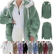 ZKCCNUK Lenago Women Fleece Hoodie Sweatshirt Plus Size Fashion Zipper V-Neck Pullover Tops Long Sleeve Hooded Blouse Sweatshirt Winter Warm Outwear S-5XL