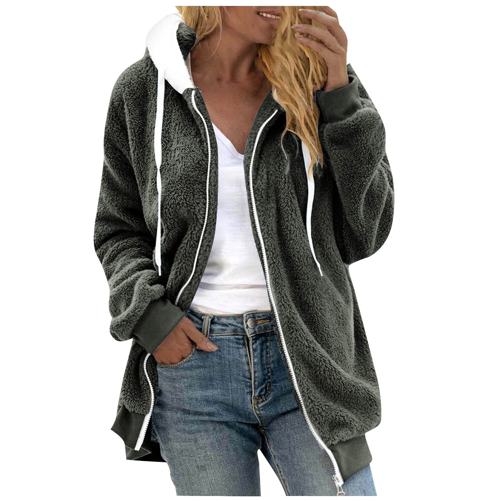 Trendy Fall/Winter Hooded Plush Sweatshirt for Women