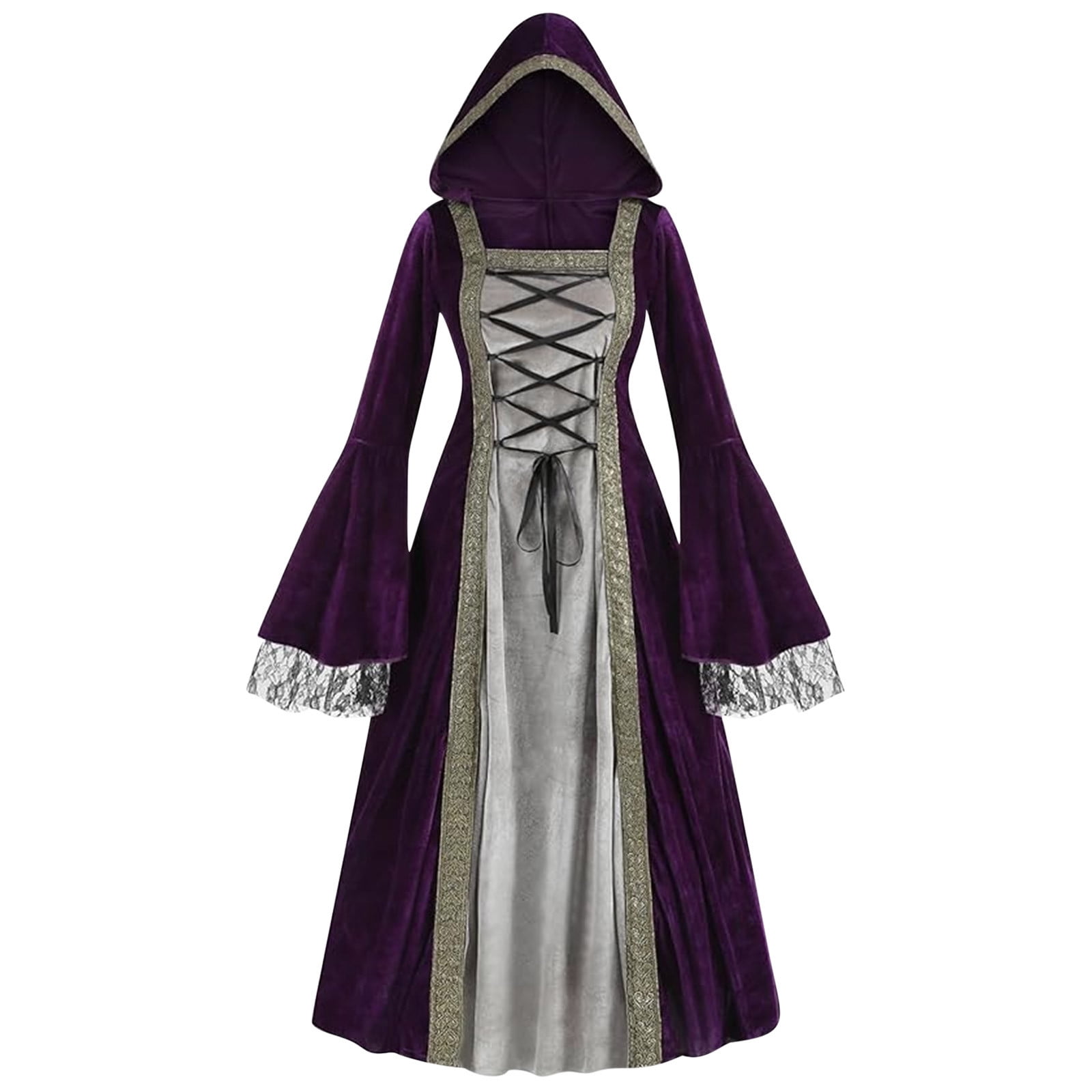 Allegra K Women's Contrast Collar Dress - Long Sleeve Button Up Fit & Flare For Halloween Party
