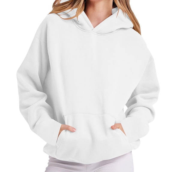 Lenago Women Tops Hoodies For Women Long Sleeve Solid Color Hooded Shirts Oversized Hoodies Fleece Loose Sweatshirts Sweaters Pullover Fall Outfits With Pocket Gym, Running Clothes 2025,US:4-12