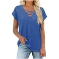 thumbnail image 1 of Lenago Women Tops Plus Size Short Sleeves V-Neck Print Blouse Casual Pullover Shirts S-5XL, 1 of 7