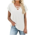 thumbnail image 1 of Lenago Women Tops Plus Size Short Sleeves Casual V-Neck Print Tee T-Shirt Blouse Shirts S-5XL, 1 of 7