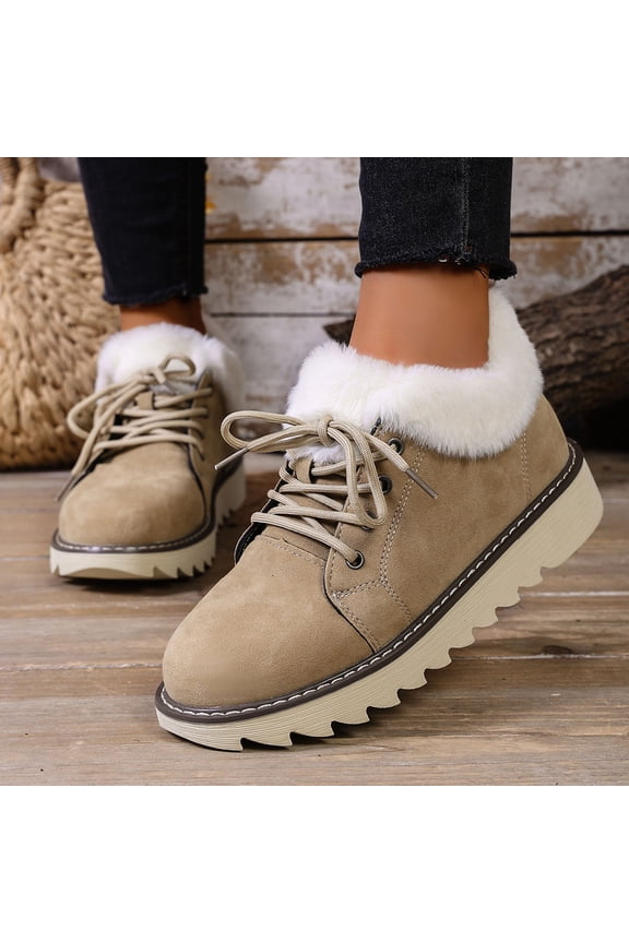 Women's Ankle Boots Winter Snow Waterproof Boots with Faux Fur Lined Flat Comfortable Platform Wide Width Available Mid-calf Winter Boots Outdoors Footwear