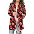 thumbnail image 1 of Lenago Women's Christmas Cardigan Santa Claus Print Cardigan Long Sleeve Cardigan Sweater Coat, 1 of 7