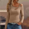 thumbnail image 1 of Lenago Women's Cold Shoulder Shirts Solid Color Camisole Under Layering Blouses Shirts Stretchy Bodysuit Cold Shoulder Undershirt Cotton Basic Fall Essentials, 1 of 5