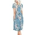 thumbnail image 1 of Lenago Women's Crewneck Short Sleeve Allover print Ruffle Hem Knit Midi Beach Party Maxi Dress, 1 of 2