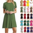 thumbnail image 1 of Summer Dresses for Women Lenago Casual Short Sleeve Dress Standard-Fit Midi T-Shirt Crewneck Sundress Dress XXL, 1 of 6