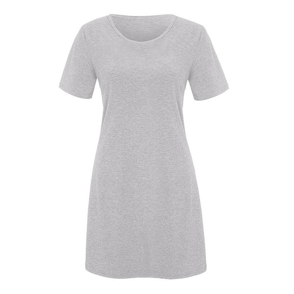 Summer Dresses for Women Lenago Casual Short Sleeve Dress Standard-Fit Midi T-Shirt Crewneck Sundress Dress L