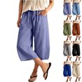 thumbnail image 1 of Lenago Women's Cropped Tapered Pants with Pockets Loose Fit Flattering Capri Trousers for Curvy Figures Daily Commute, 1 of 10