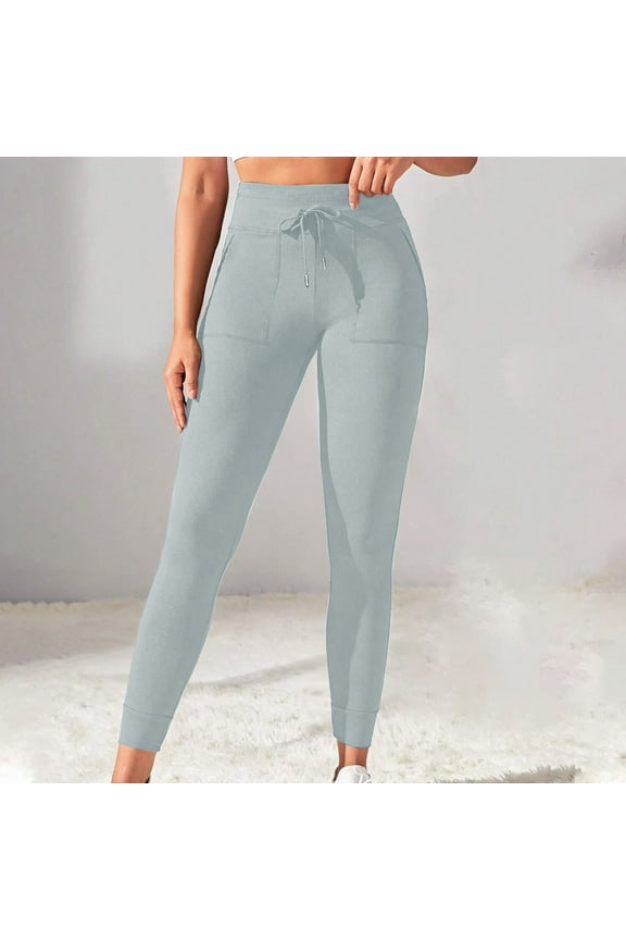 Women's Drawstring Waist Gym Hiking Legging Fitted Jogger with Pockets