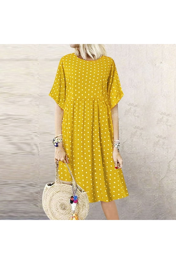 Women's Dresses Plus Size Fashion Short Sleeve Peinted Casual Dress Beach Party Dresses XL-5XL