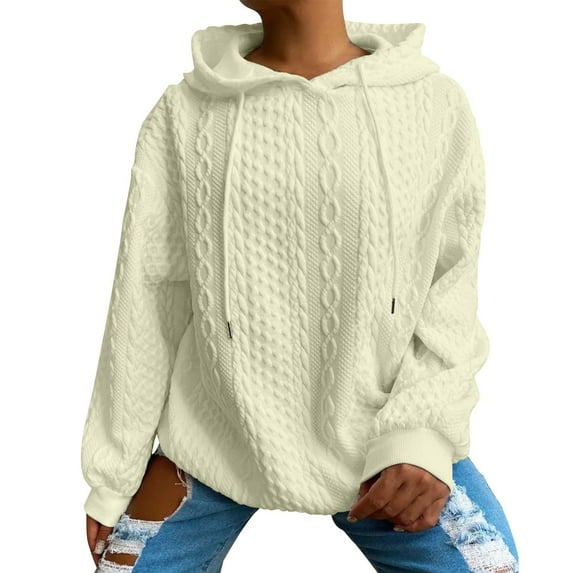 Lenago Women's Hoodies Oversized Sweatshirts Fleece Pullover Crew Neck Solid Color Tops Fall Winter Loose Outfits
