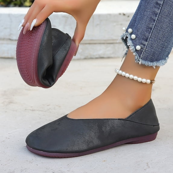 Lenago Women's Knit Ballet Flats Shoes Faux Suede Pointed Toe Ballet Dressy Flats Comfortable Slip On Walking Shoe Daily Casual Essentials Beach Vacation Black US6.5