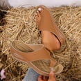 thumbnail image 1 of Lenago Women's Open Toe Mules Sandals Cross Strap Wedge Heel Slides Casual Comfortable Slip On Dressy Walking Shoes for Summer Work Party Outdoor Brown 9.5, 1 of 8