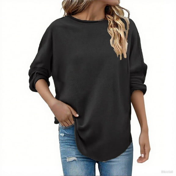 Lenago Women's Oversized Sweatshirts Solid Color Long Sleeved Pullover Loose Crew Neck Tops Sweatshirt Fall Outfits Winter Clothes