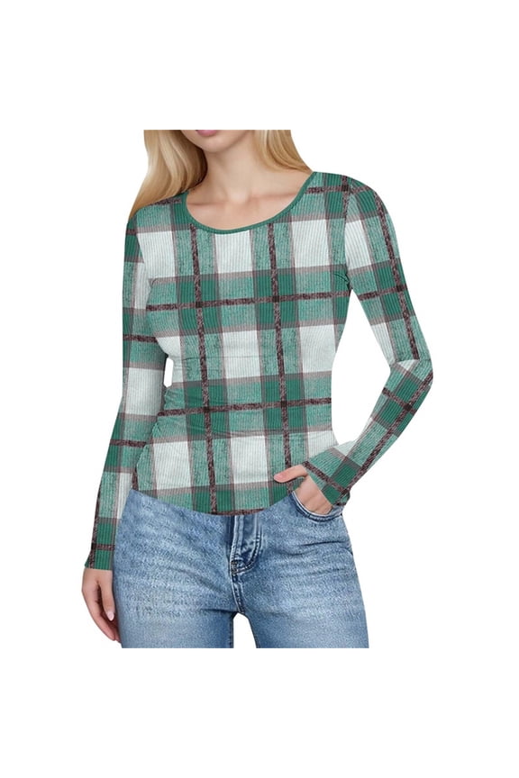 Women's Plaid Button Down Shirt, Long Sleeve Casual Top